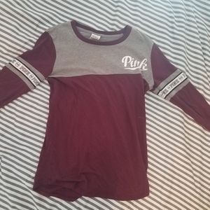 PINK Burgundy and Gray 3/4 Sleeve